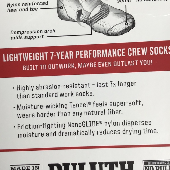 Duluth Men's 7-Year Lightweight Performance Crew Socks Gray Brown Black Medium - Picture 10 of 16